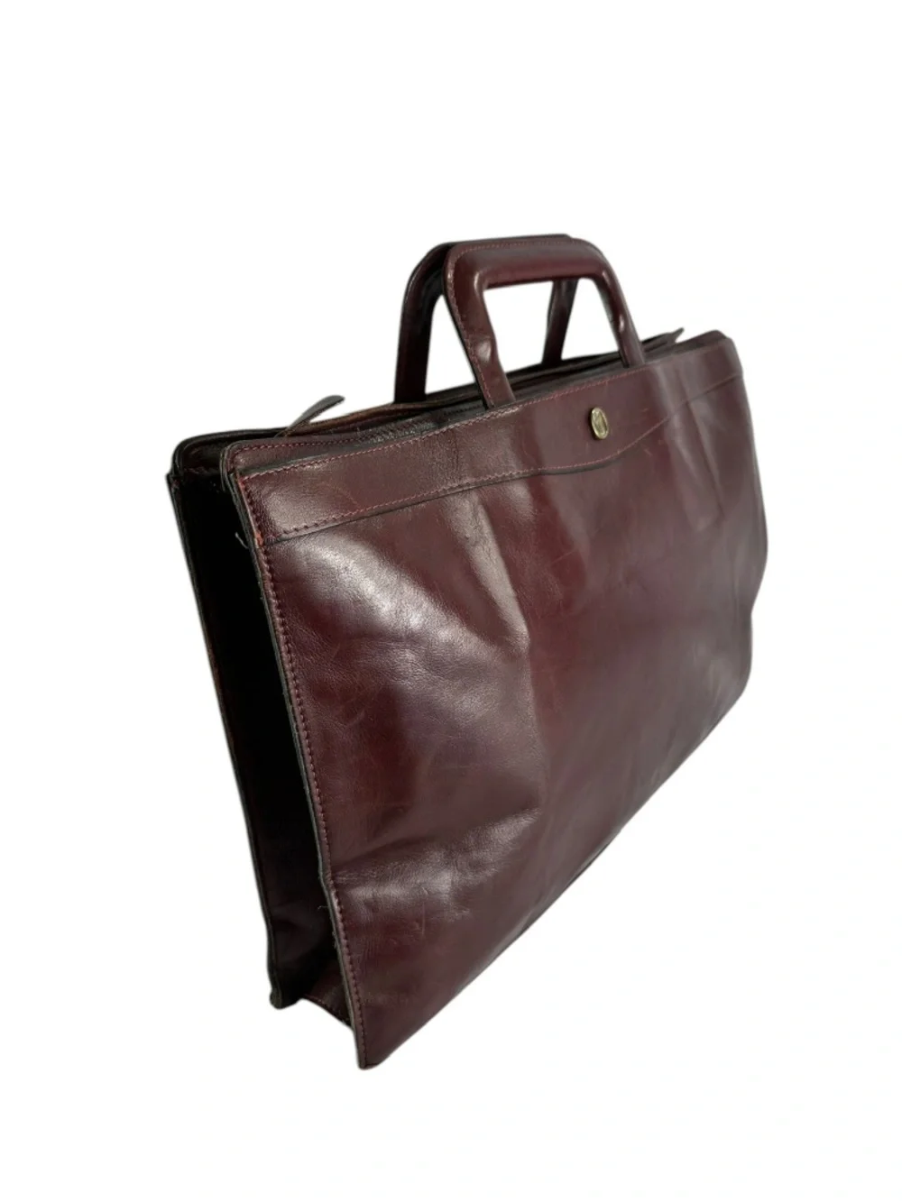 Vintage GOLD PFEIL Sport Burgundy Leather Classic Business Style Briefcase Bag